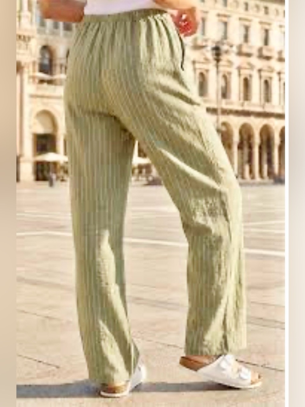 Deja Bleu Striped Textured Wide Leg Pull On Pants With Pockets - M